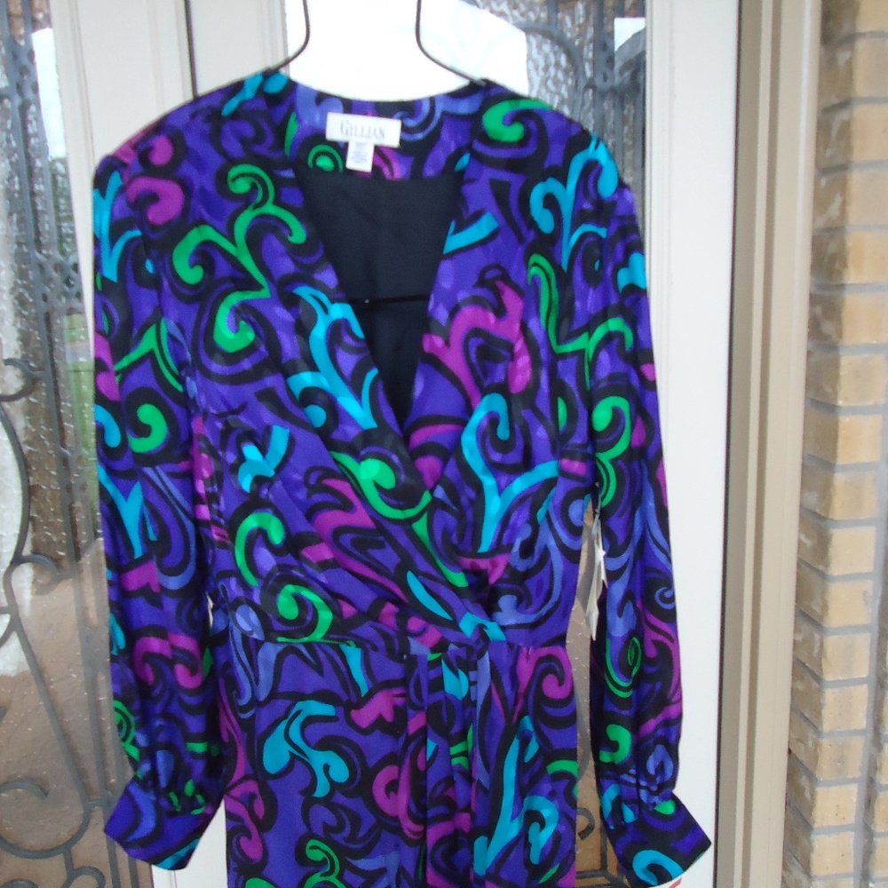 NOS Vtg 80s 100% Silk Dress sz 12 Nwt